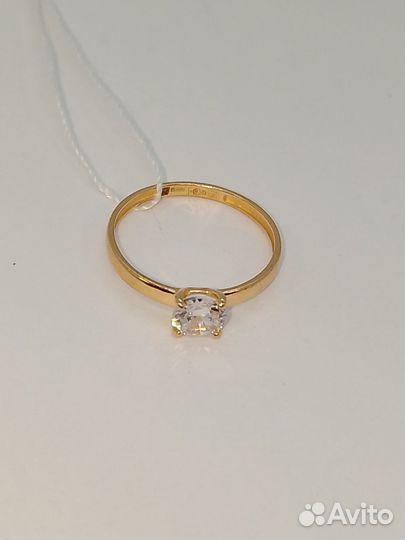 Золотое кольцо с фианитом 15,5р