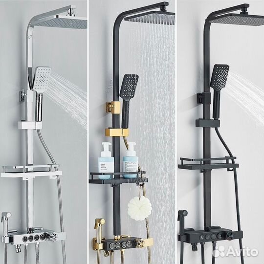 Душевая система с тропическим душем 4в1 термостат