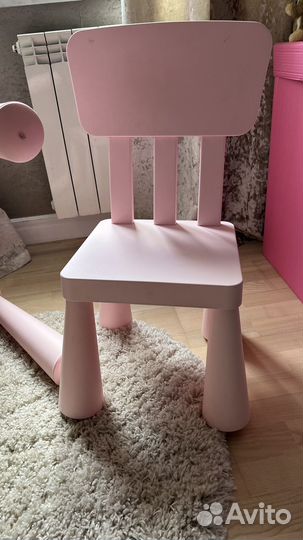 Детский стол+стул IKEA mammut розовый