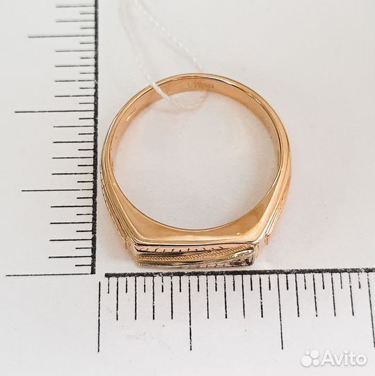Золотое кольцо мужское с фианитом 18,5 р (45540)