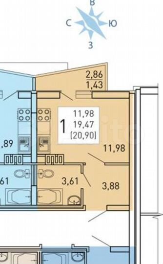 Квартира-студия, 20,9 м², 5/10 эт.
