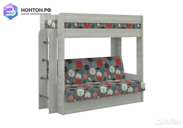 Двухъярусная кровать с диван-кроватью ясень шимо с