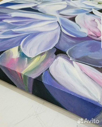Картина маслом цветы магнолии 50х50