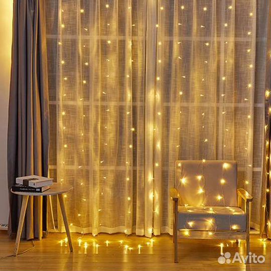 Гирлянды на штору с пультом