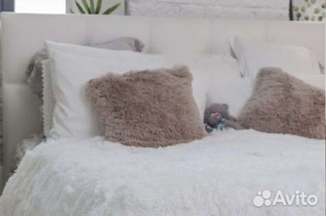 Новый белый плед евро пушистый шиншилла на кровать