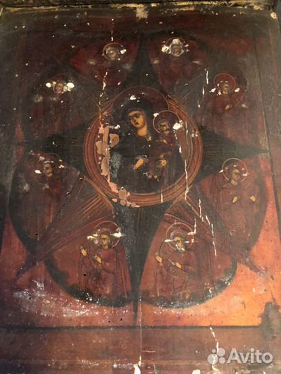 Икона 19 век в окладе Неопалимая купина