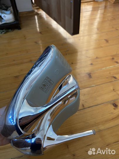 Туфли женские зеркальные,серебристые,лодочки