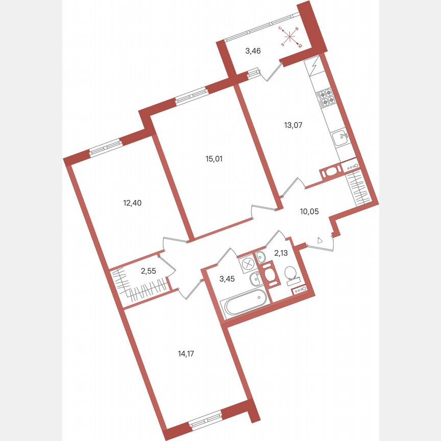 3-к. квартира, 74,6 м², 11/11 эт.