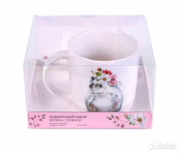Кружка с ложкой в подарочной упаковке