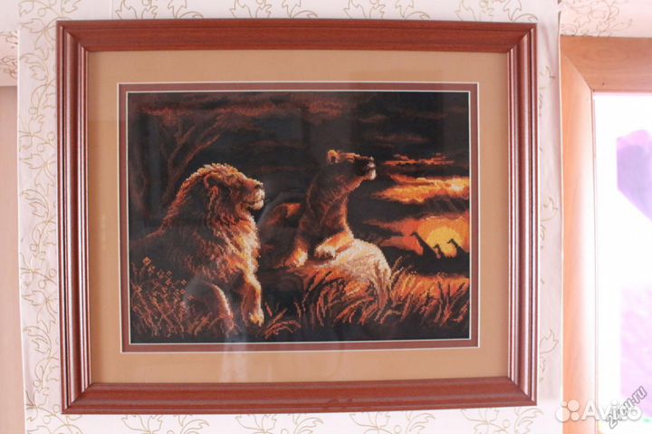 Картина саванна, львы