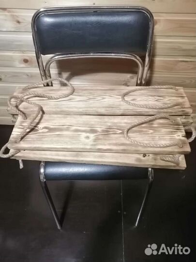 Полка деревянная на канатной веревке