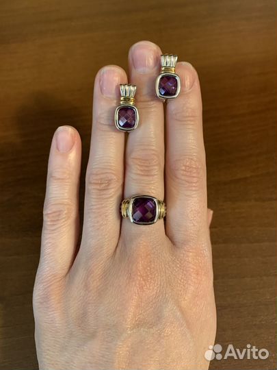 Серьги и кольцо серебро