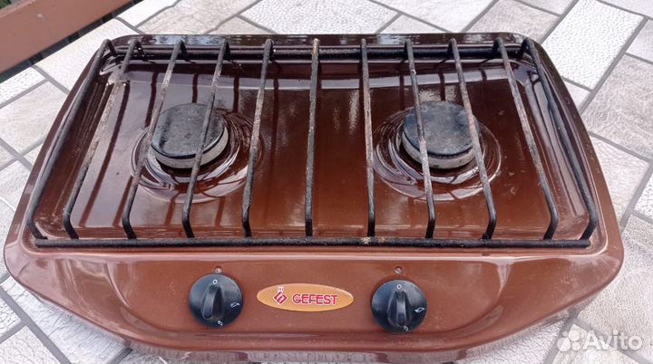 Настольная двухкомфорчная газовая плита гефест