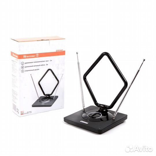 Антенна комнатная DVB-T2/ дмв+мв/ FM активная сигн