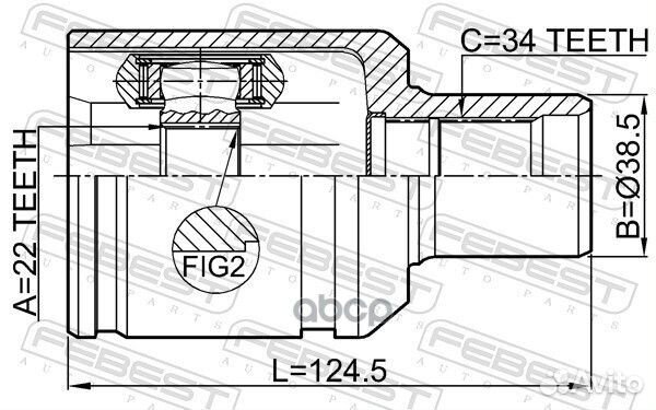 ШРУС внутренний левый 22X38.5X34 cadillac CTS S