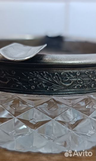 Пепельница хрусталь. Серебро 875 пробы