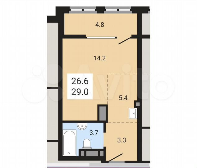 Квартира-студия, 29 м², 5/10 эт.