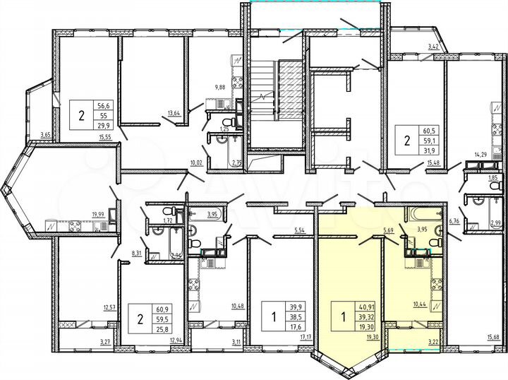 2-к. квартира, 40,9 м², 11/18 эт.