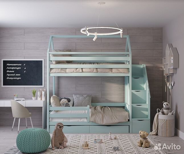 Детская двухъярусная кровать с бортиком цена от