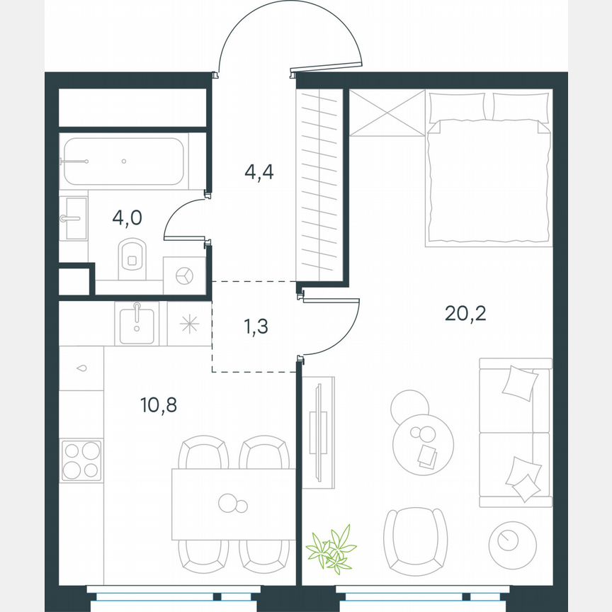 1-к. квартира, 40,7 м², 45/45 эт.