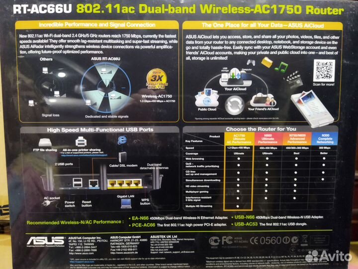 Wi-Fi роутер asus RT-AC66U