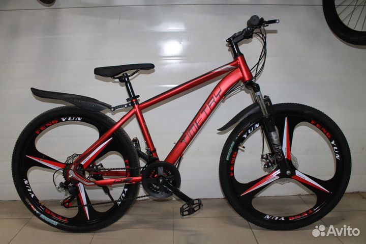 Велосипед с литыми дисками красный новый