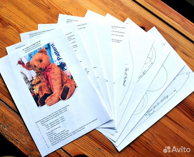 Выкройка Большого Антикварного Мишки Тедди 45см