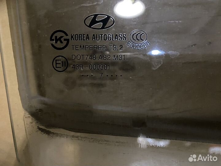 Стекло двери заднее правое на хундай элантра HD