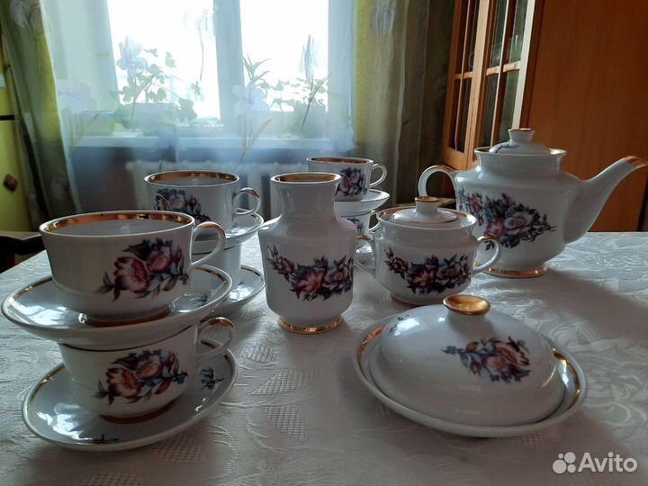 Чайный сервиз ссср, доливочный чайник и вазочка