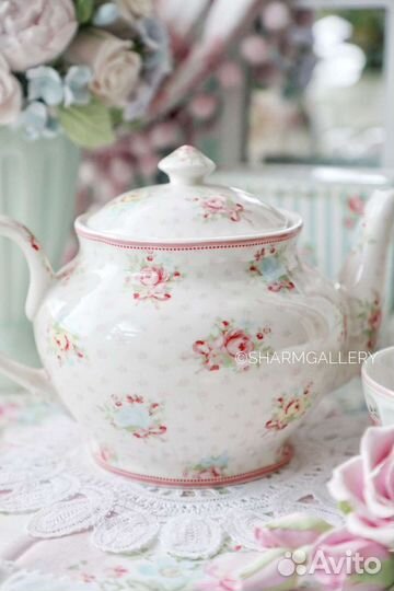 Чайник заварочный 1л. Дания, фарфор GreenGate б/у