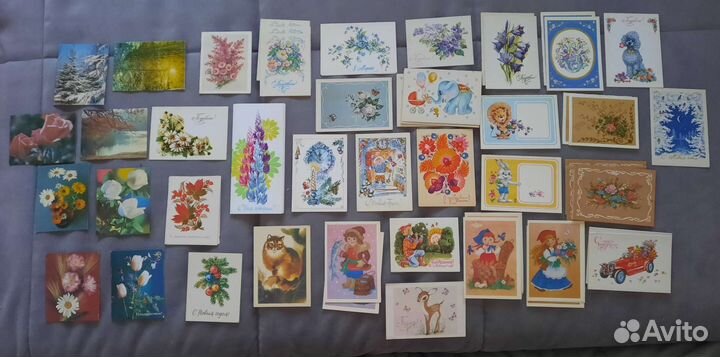 Маленькие открытки СССР, 36шт одним лотом