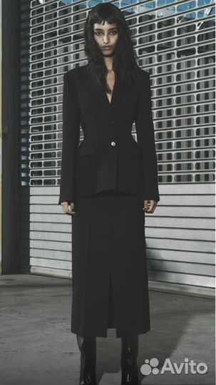 Пиджак приталенный zara черный 40 42 s