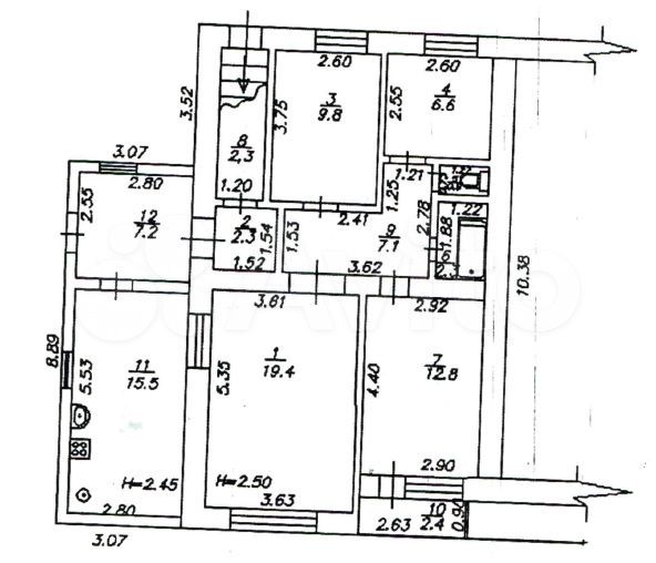 3-к. квартира, 86,2 м², 1/2 эт.