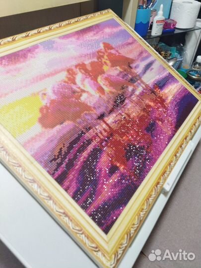 Картина Фламинго в алмазной технике