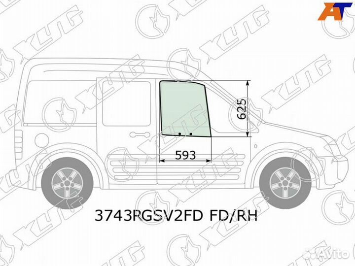 Стекло двери передней правой Ford Transit Connect