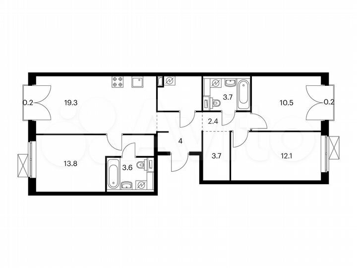 3-к. квартира, 78,3 м², 3/9 эт.