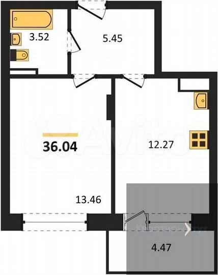 1-к. квартира, 36 м², 2/17 эт.