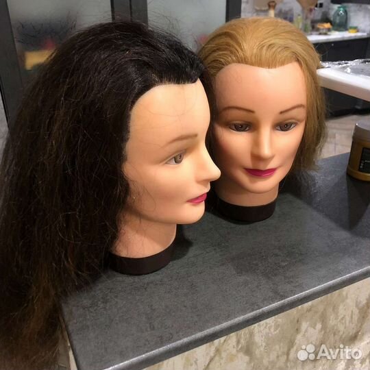 Учебная голова натуральные волосы болван бу