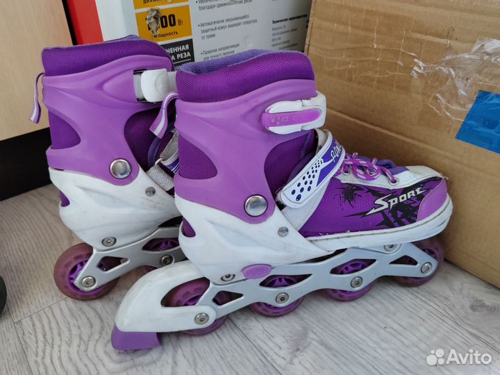 Роликовые коньки детские раздвижные размер 32 36