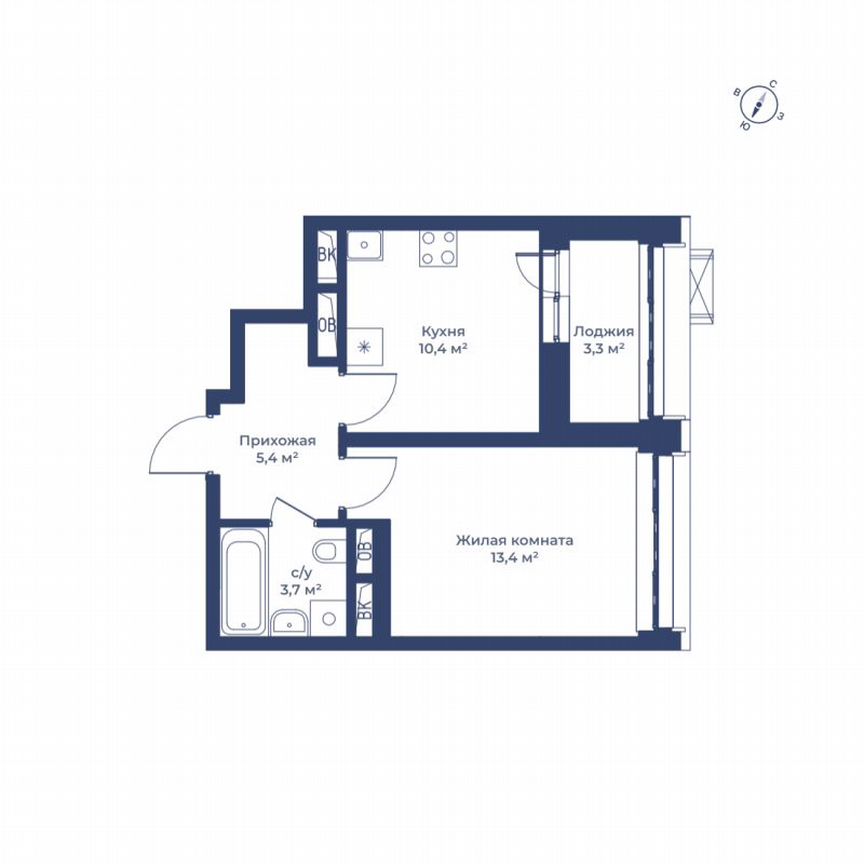 1-к. квартира, 34,6 м², 4/11 эт.