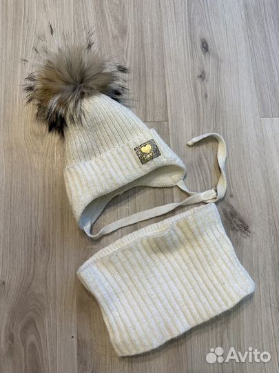 Комплект шапка и шарф для девочки 2 года
