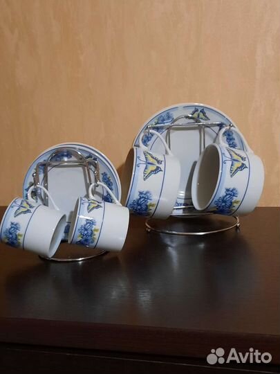 Новый набор из 4 пар - чайных и кофейных