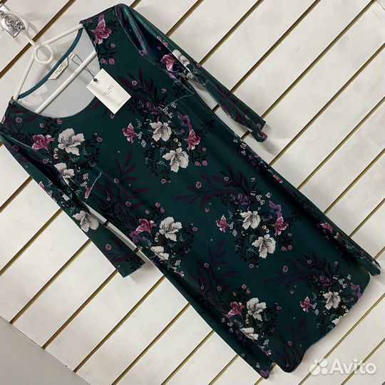 Бархатное платье зеленое 40/42