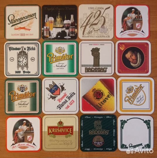 16 разных пивных подставок (бирдекели) Чехия