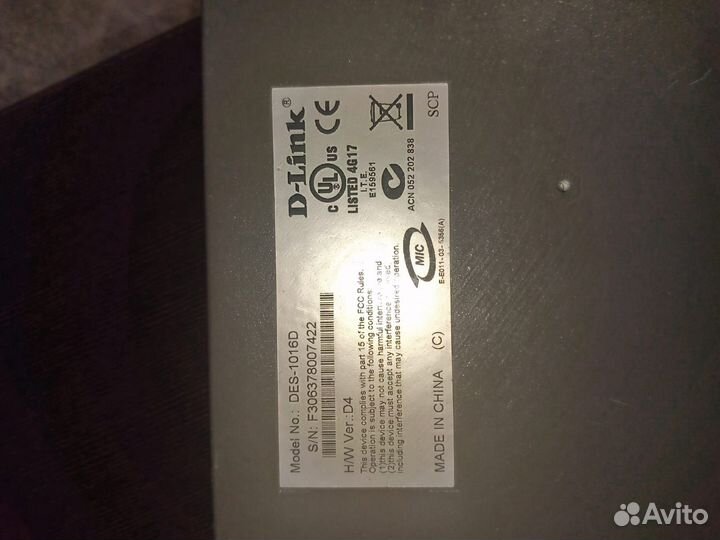 Коммутатор D-Link DES-1016D