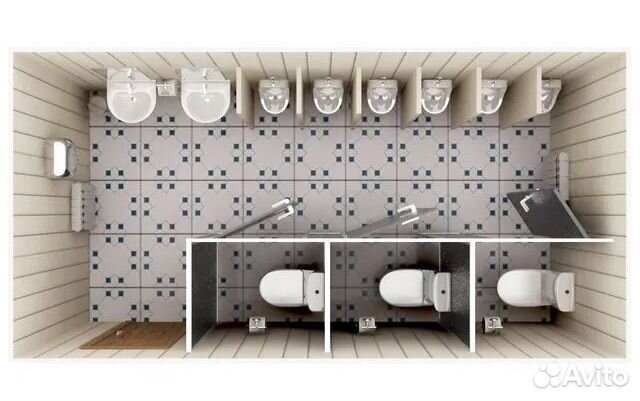 Мужской туалет с писсуарами (сбк03)