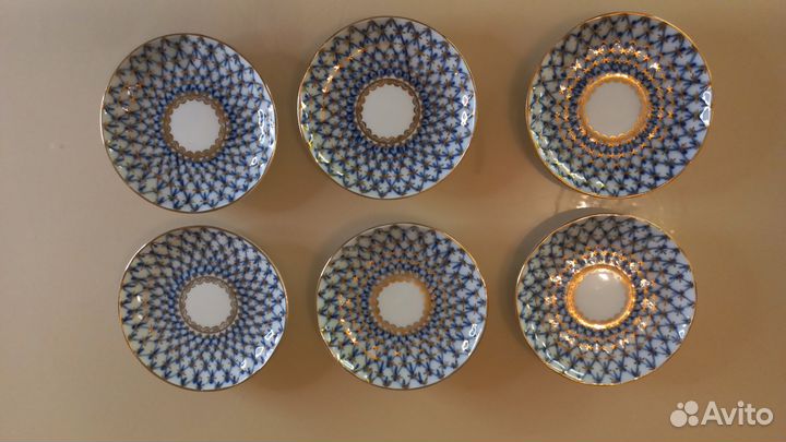 Чайный сервиз СССР Кобальтовая сетка