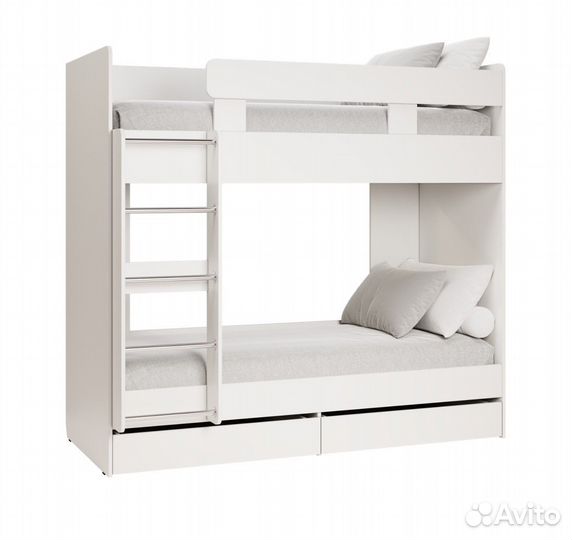 Кровать 2-х ярусная белая подростковая