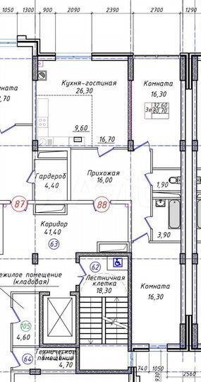 3-к. квартира, 80,7 м², 2/8 эт.