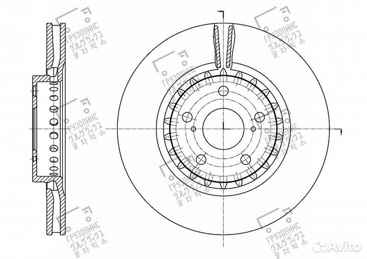 Диск тормозной вентилируемый, gbrake (Япония) GR-2